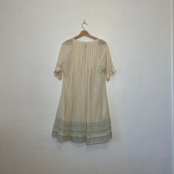 GAP - 90s Y2K Cream Cotton Pleated Peasant Midi Dress - Picture 3 of 10